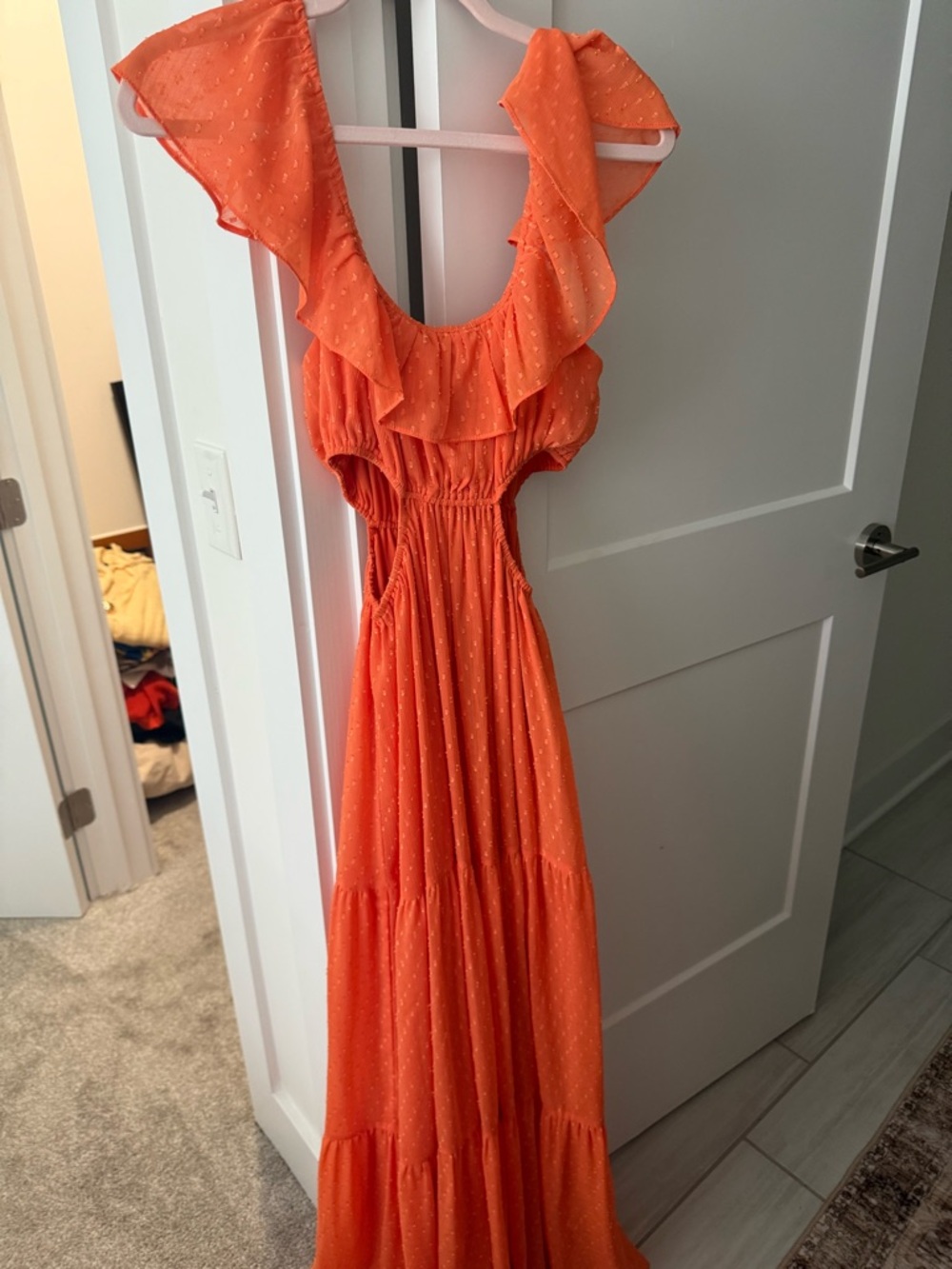 Vici Orange Ruffle Tiered Maxi Dress